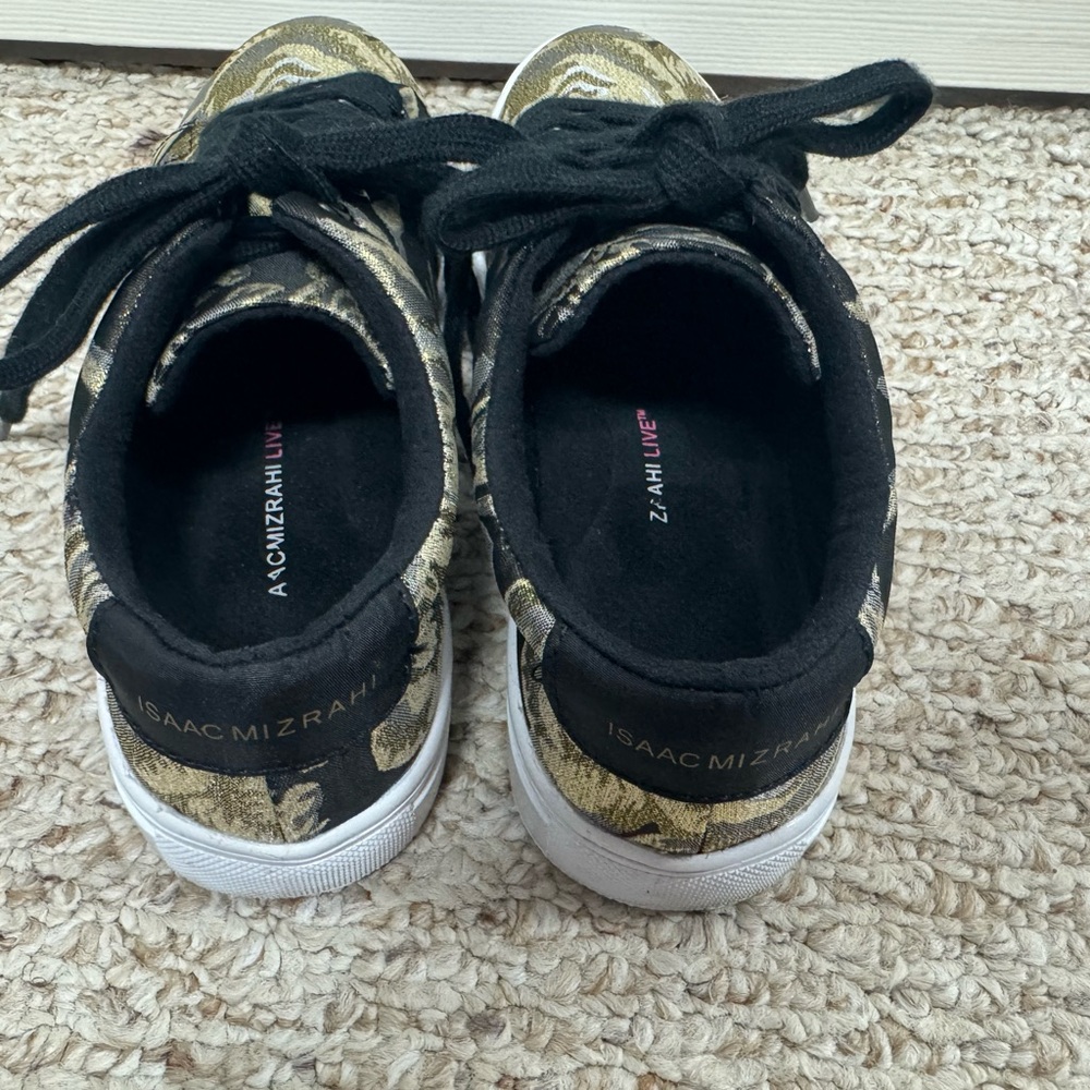 Isaac Mizrahi Black and Gold Sneakers with Unique Design - Picture 8 of 10